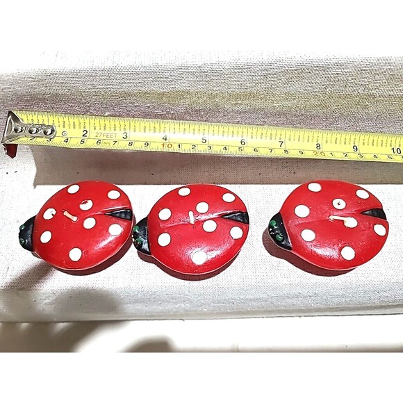 NOS Vintage Set Of 3  Ladybug Candles - Picture 2 of 8